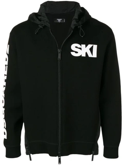 Dsquared2 Ski Print Hoodie In Black