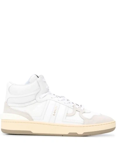 Lanvin Clay Mid Sneakers In White Leather And Fabric