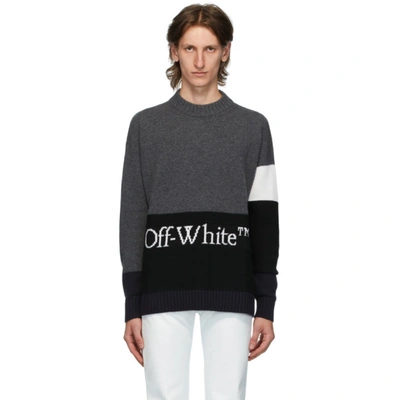 Off-white Colorblocked Crewneck Sweater In Grey
