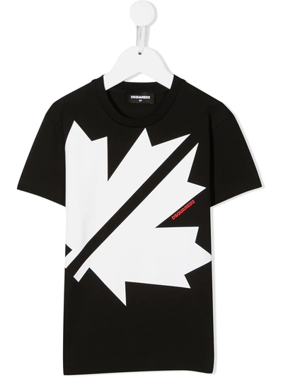 Dsquared2 Kids' Black T-shirt For Boy With Red Logo