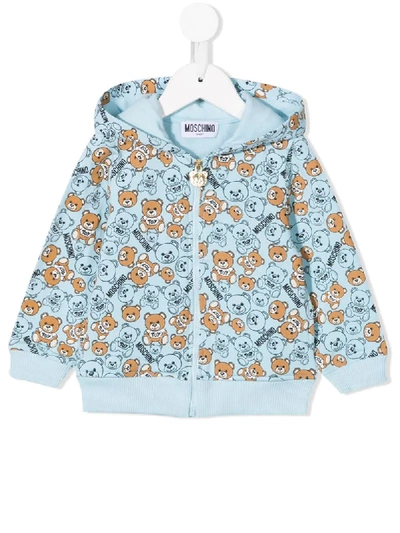 Moschino Light Blue Sweatshirt With Teddy Bears For Baby Boy