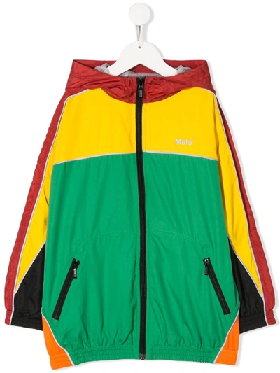 Molo Kids' Colour Block Windbreaker For Boy With Logo In Blue