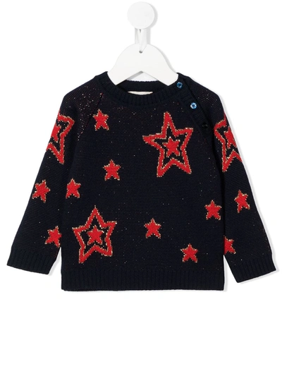 Gucci Blue Sweater With Stars For Baby Girl