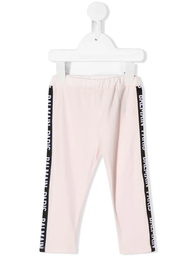 Balmain Babies' Logo Print Sweatpants In Pink