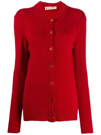 Marni Ribbed Detail Cardi-coat In Red