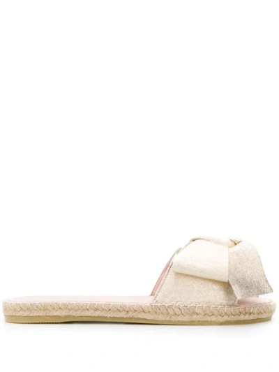 Manebi Metallic-print Flat Espadrilles In Gold