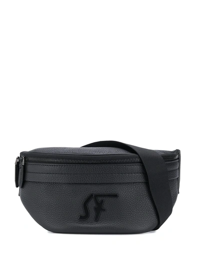 Ferragamo Logo Plaque Belt Bag In Black