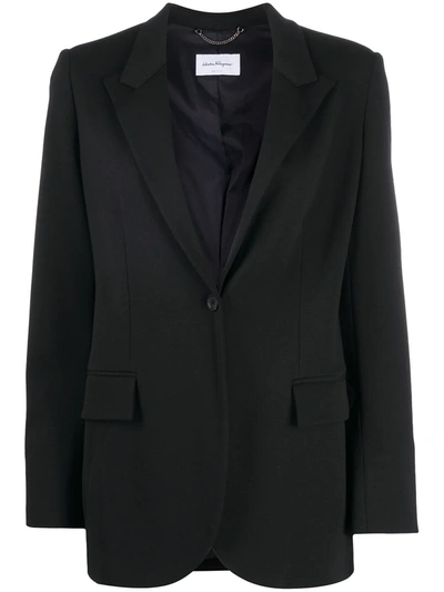 Ferragamo Single-button Blazer In Black