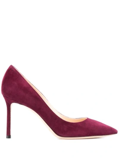 Jimmy Choo Romy 85mm Pointed Pumps In Red