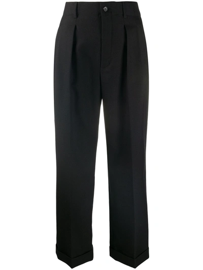 Saint Laurent Cropped Tailored Trousers In Black