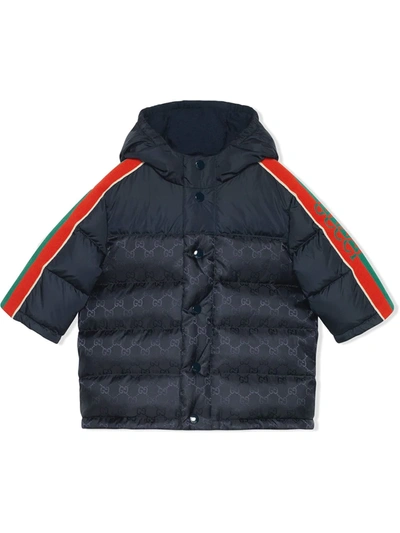 Gucci Baby Gg Nylon Down Jacket In Blue