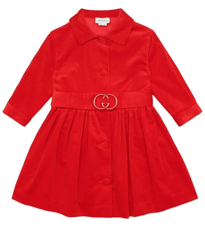 Gucci Kids' Children's Corduroy Coat With Belt In Red