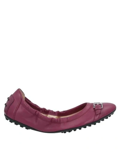 Tod's Ballet Flats In Garnet