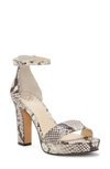 Vince Camuto Sathina Open Toe Sandal In Black White Print Leather