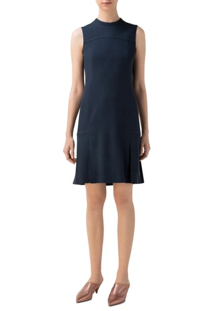 Akris Punto Sleeveless Virgin Wool Shift Dress In Denim