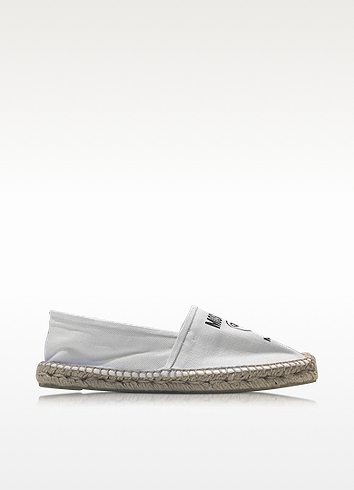 Moschino Double Question Mark Print Espadrilles In White | ModeSens