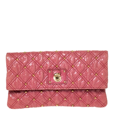 Pre-owned Marc Jacobs Pink Studded Leather Eugenie Clutch