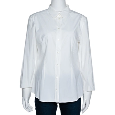 Pre-owned Dolce & Gabbana Off White Stretch Cotton Shirt L