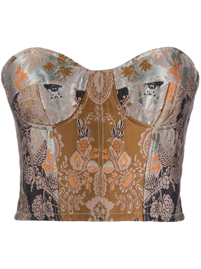 Etro Patchwork Jacquard Bustier Top In Black