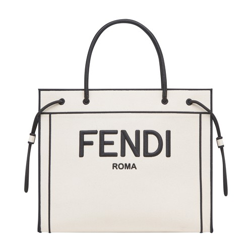 Fendi Roma Medium Shopper Tote Bag In White | ModeSens