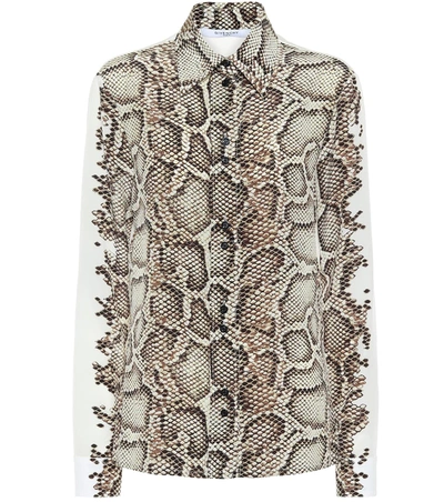 Givenchy Paneled Snake-print Silk Crepe De Chine Shirt In Beige