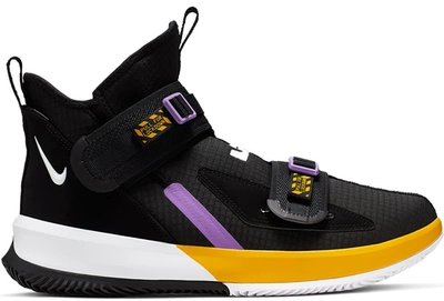 Pre-owned Nike  Lebron Soldier 13 Lakers In Black/white-university Gold-bright Violet Style