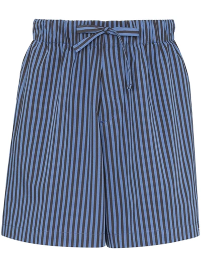 Tekla Striped Organic-cotton Pyjama Shorts In Blue