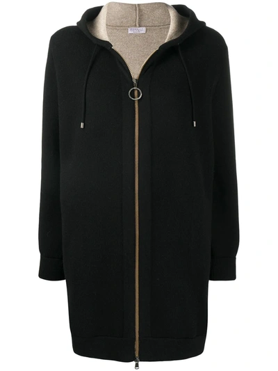 Brunello Cucinelli Cashmere Blend Long Cardigan In Black