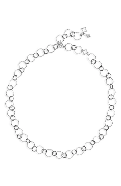 Armenta New World Short Hammered Chain Necklace In Silver