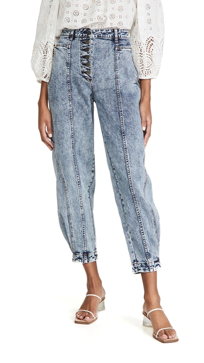 Ulla Johnson Brodie Acid-wash High-rise Tapered Jeans In Blue