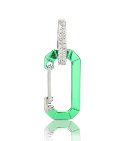 Eéra Chiara 18kt White Gold And Diamond Single Earring In Green