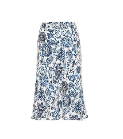 Velvet Aila Floral Midi Skirt In Blue