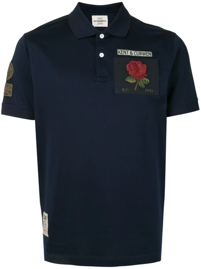 Kent & Curwen Multi-patch Logo Polo Shirt In Blue