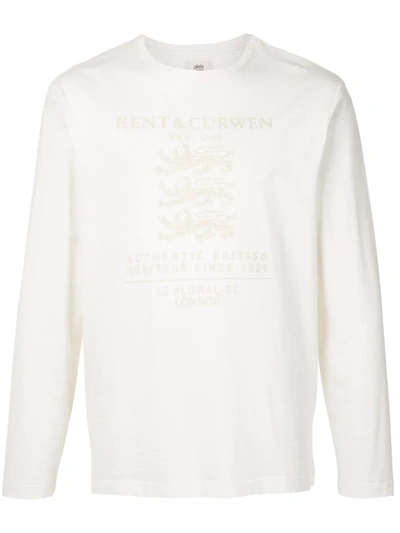 Kent & Curwen Long Sleeve Printed Logo T-shirt In White