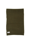 Ganni Logo Patch Knit Scarf In Khaki,green