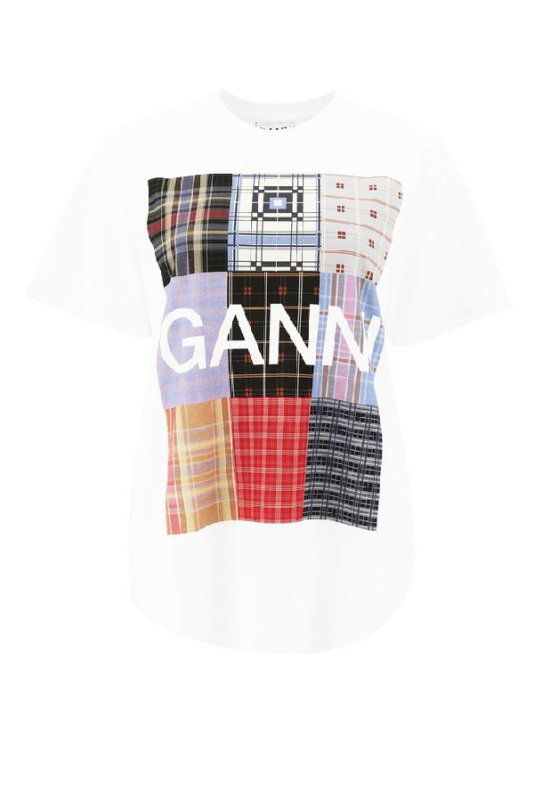 Ganni Logo Print T In White | ModeSens