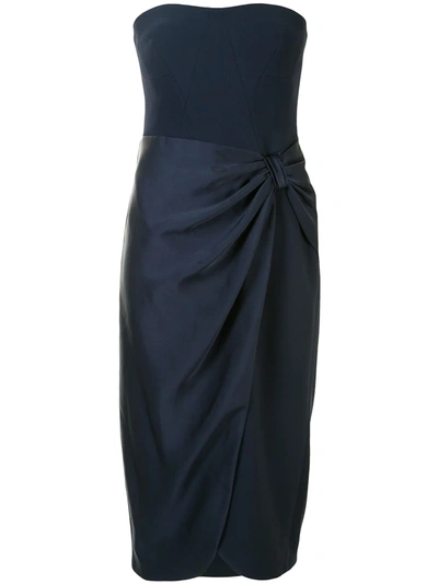 Simkhai Spencer Combo Strapless Wrap Dress In Blue