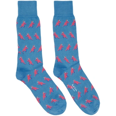Paul Smith Blue & Pink Dinosaur Socks