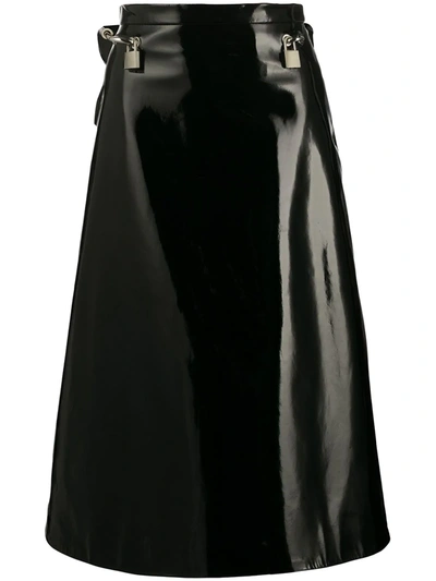 Christopher Kane Padlock Detail Patent Skirt In Black