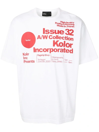 Kolor Logo Text Print Round Neck T-shirt In White