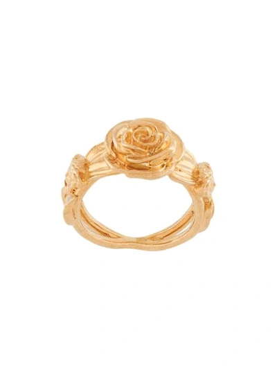Versace Rose Embossed Ring In Gold