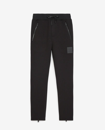 The Kooples Sport Zipped Skinny Black Joggers With Logo Patch
