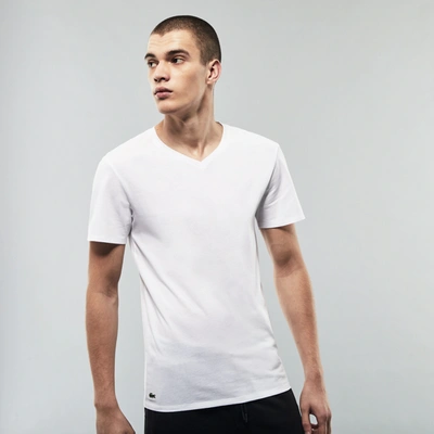 Lacoste Men's 3-pack Slim-fit V-neck Undershirts In White