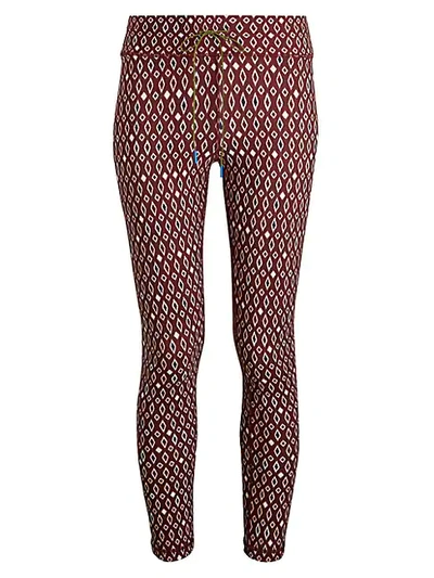 The Upside Diamond-print Midi Capri Tights In Maroon