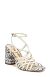 Sam Edelman Daffodil Leather Snakeskin-embossed Sandals In Ivory