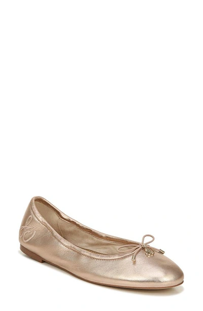 Sam Edelman Felicia Metallic Leather Ballet Flats In Champagne/ Champagne Leather