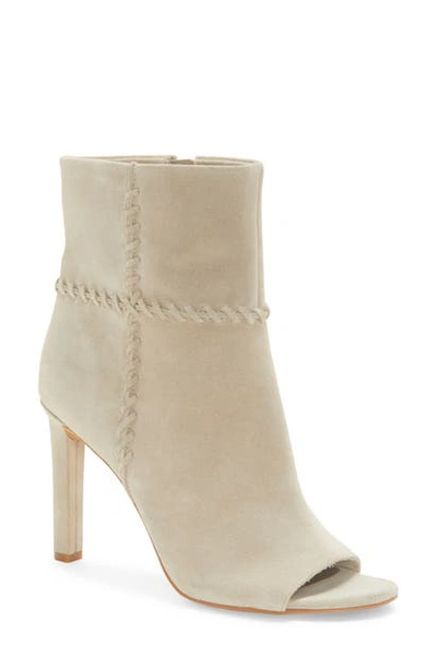 Vince Camuto Sashane Peep-toe Booties Women's Shoes In French Grey Suede