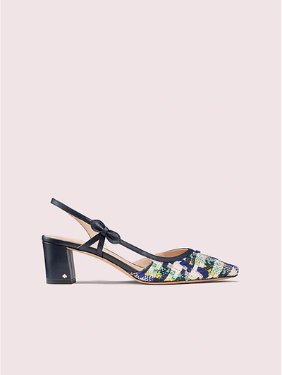 Kate Spade Midge Bow Slingback Pumps In Juniper Multi Tweed