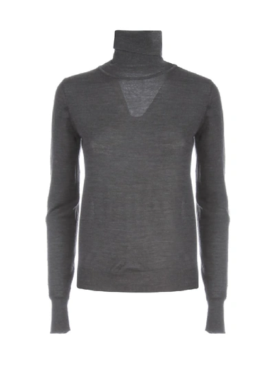 Nuur High Neck 100% Merino Wool Sweater In Grey