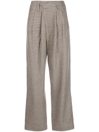Brunello Cucinelli Houndstooth Check Twist Trousers In Brown
